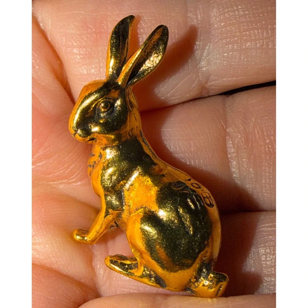 Brass Rabbit Bunny Fig Unisex Gold Sitting Hare Decor New